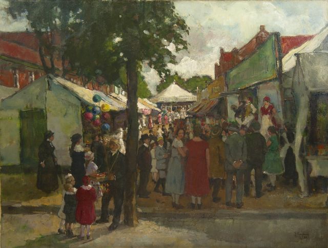 Julien Creytens | Kermis in Oedt, Duitsland, olieverf op doek, 79,0 x 102,3 cm, gesigneerd r.o. en gedateerd '24
