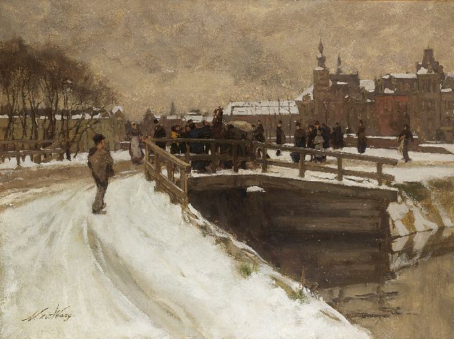 Nicolaas van der Waay | De Amsterdamse Stadhouderskade in de sneeuw, olieverf op doek, 75,4 x 100,7 cm, gesigneerd l.o.