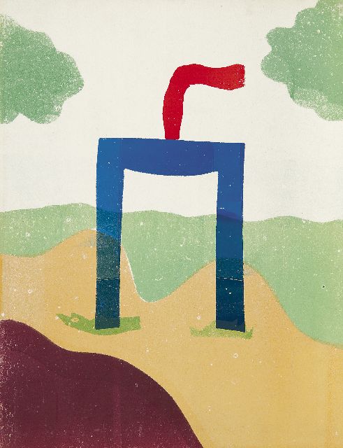 Hendrik Werkman | Bij het graf van den Nederlandschen onbekenden soldaat gevallen in de Meidagen 1940 (1942), sjabloon op papier, 24,1 x 18,6 cm