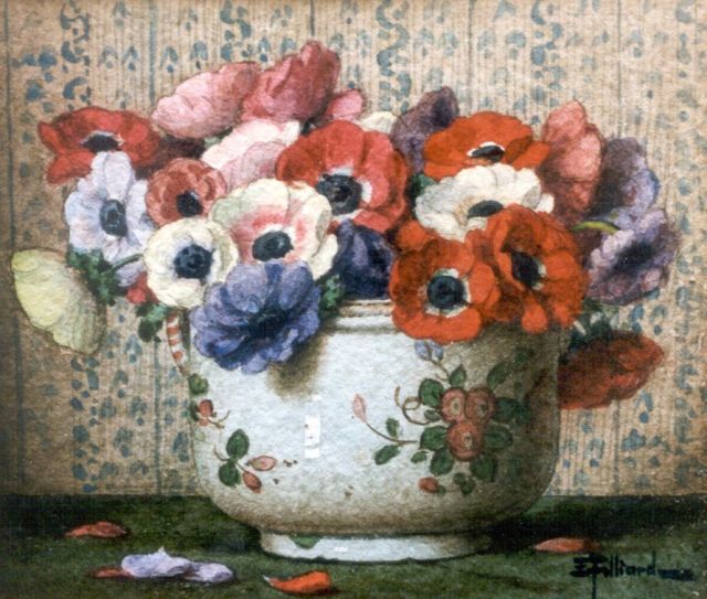 Ernest Filliard | Anemonen, aquarel op papier, 13,5 x 16,0 cm, gesigneerd r.o.