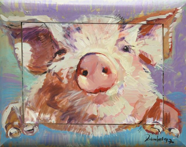Peter Donkersloot | Varken, olieverf op doek, 61,7 x 85,1 cm, gesigneerd r.o. en gedateerd '97