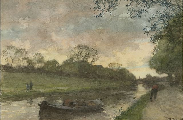 Willem Bastiaan Tholen | Schuit op het Kanaal bij Scheveningen, aquarel en gouache op papier, 30,0 x 44,5 cm, gesigneerd r.o. en gedateerd '06