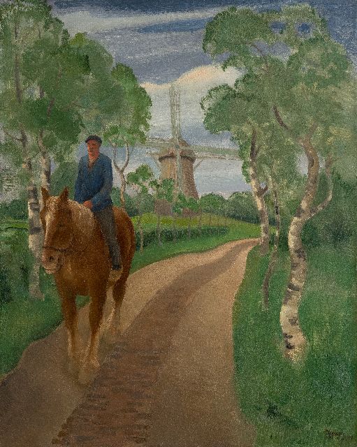 Harmen Meurs | Het molenpad, olieverf op doek, 55,2 x 46,0 cm, gesigneerd r.o. en gedateerd 1930