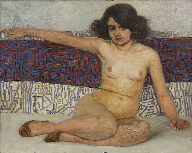 Vriendt J. de | Naakt, olieverf op doek 80,2 x 100,3 cm, gesigneerd l.b.