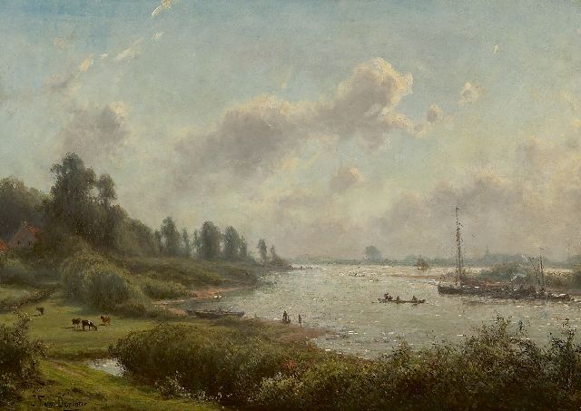 Jan Frederik van Deventer | Gezicht op de IJssel  Gezicht op de Ijssel, olieverf op paneel, 33,4 x 47,3 cm, gesigneerd l.o.