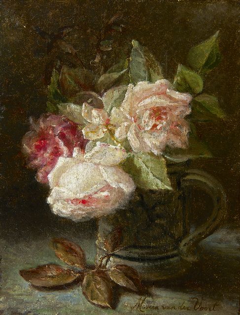 Maria van der Voort in de Betouw-Nourney | Rozen, olieverf op doek, 35,4 x 26,8 cm, gesigneerd r.o. en zonder lijst