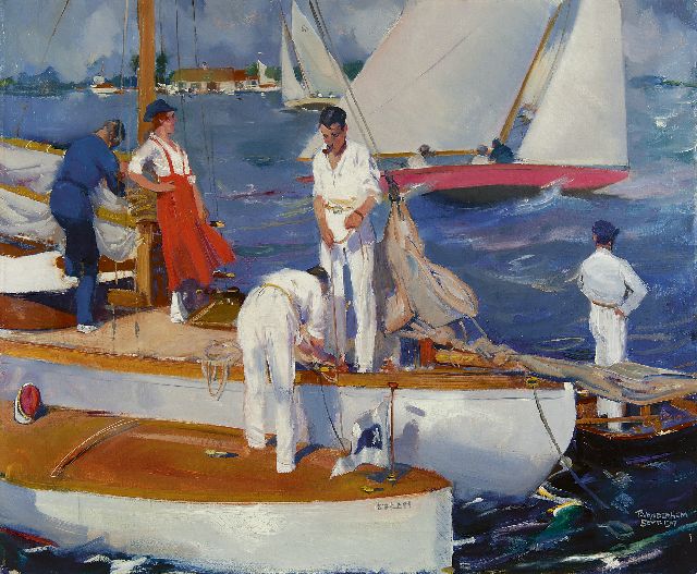 Piet van der Hem | Bij de wedstrijd van de Regenboogklasse, olieverf op doek, 60,5 x 72,5 cm, gesigneerd r.o. en gedateerd sept. 1917