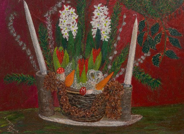 Christina Swijser-’t Hart | Kerststilleven, olieverf op doek, 37,2 x 50,0 cm, gesigneerd l.o. en gedateerd 1964