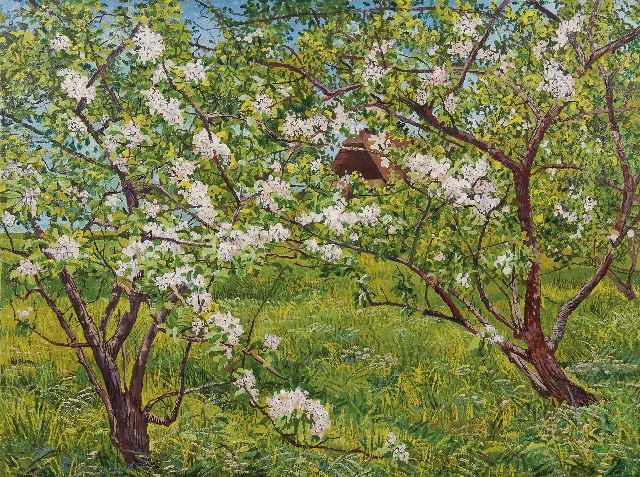 Herman Bieling | Boomgaard, olieverf op doek, 60,2 x 80,2 cm, gesigneerd l.o.