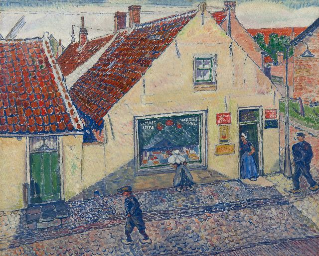 Edith Pijpers | Dorpsgezicht op Walcheren, olieverf op doek, 54,1 x 66,5 cm