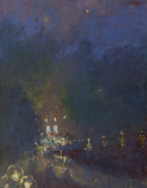 Michael Ryan | Twilight Leidseplein, Amsterdam, olieverf op doek, 90,0 x 70,2 cm, gesigneerd r.b. en te dateren 1984, zonder lijst