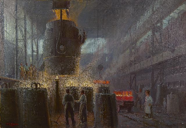 Alexander Kircher | De hoogovens, olieverf op doek, 80,3 x 115,0 cm, gesigneerd l.o. en gedateerd 1921