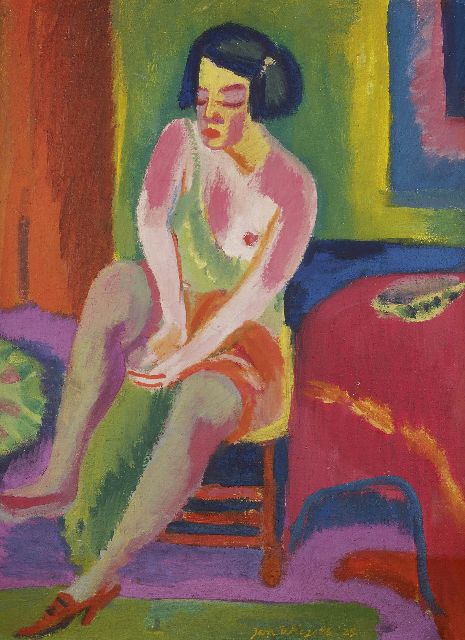 Jan Wiegers | Zittend naakt, wasverf op doek, 70,4 x 55,4 cm, gesigneerd m.o. en gedateerd '25
