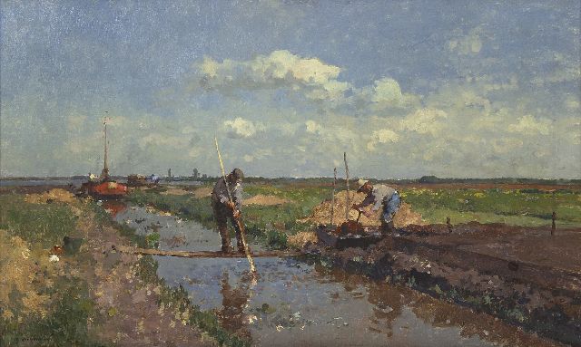 Cornelis Vreedenburgh | Turfstekers, olieverf op doek, 47,0 x 76,3 cm, gesigneerd l.o.