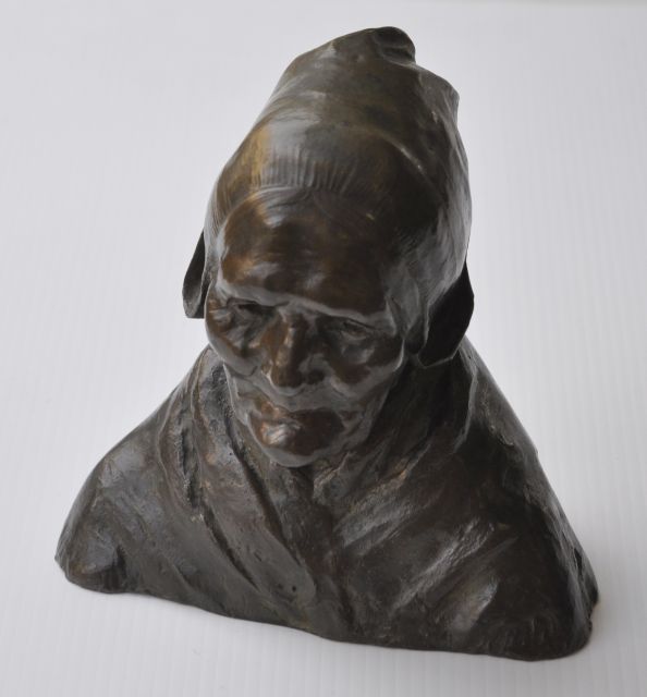 Charles van Wijk | Krijntje, brons, 23,0 x 22,0 cm, gesigneerd op achterkant basis en te dateren ca. 1903
