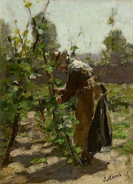 Jacob Maris | In de moestuin, olieverf op paneel, 32,5 x 23,7 cm, gesigneerd r.o.