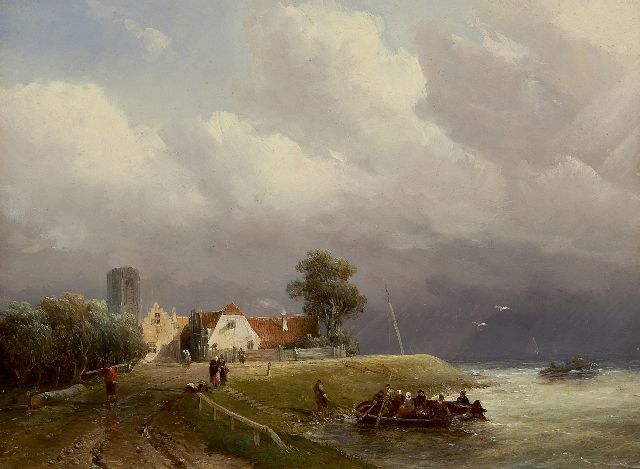 Verveer S.L.  | Opkomende storm langs de rivier, olieverf op paneel 21,0 x 28,5 cm, gesigneerd l.o. en gedateerd '48