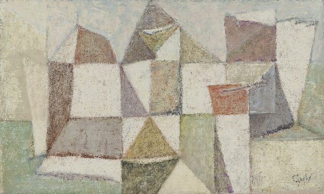 Geer van Velde | Compositie, olieverf op doek, 33,0 x 54,9 cm, gesigneerd r.o. met initialen en verso voluit en te dateren ca. 1965
