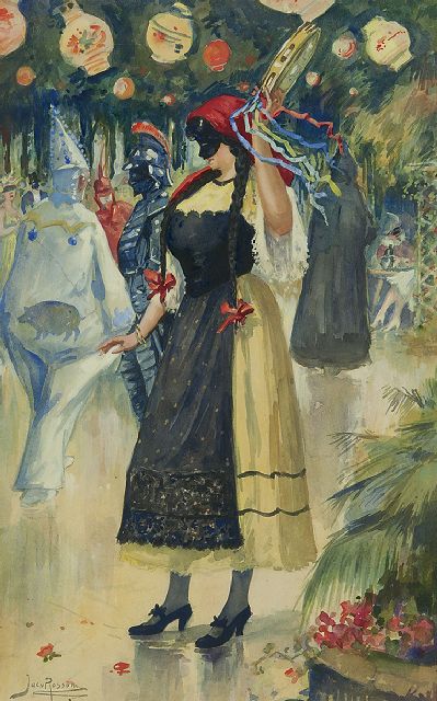 Rossum J.W. van | Bal masqué, aquarel op papier 42,0 x 26,0 cm, gesigneerd l.o.