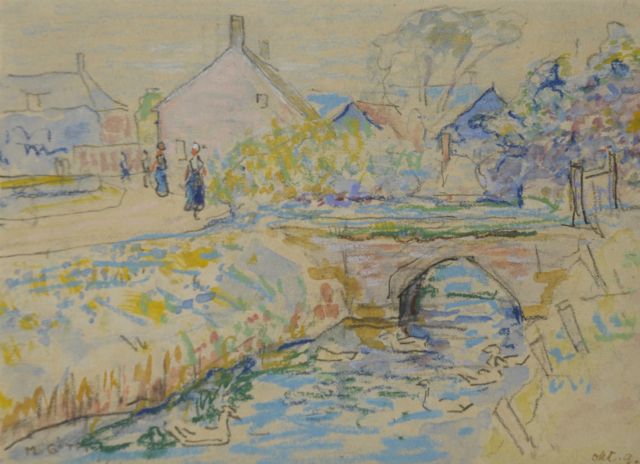 Maurice Góth | Dorpje op Walcheren, pastel en aquarel op papier, 11,2 x 15,8 cm, gesigneerd l.o. en gedateerd okt. '9