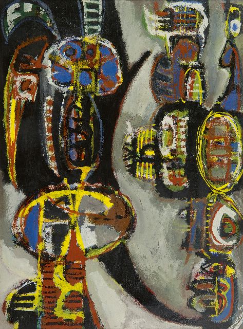 Wim Gerritsen | Compositie, olieverf op paneel, 61,4 x 45,2 cm, gesigneerd r.o. en gedateerd '53