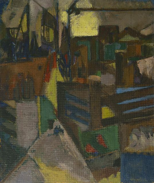 Gerard Koelen | Uitzicht over daken, olieverf op board, 70,3 x 59,2 cm, gesigneerd r.o.