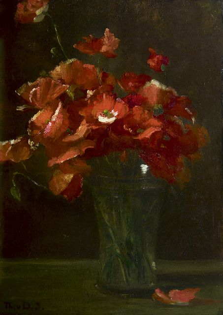 Thérèse Schwartze | Papavers, olieverf op doek op paneel, 57,8 x 41,3 cm, gesigneerd l.o. met initialen en te dateren 1916