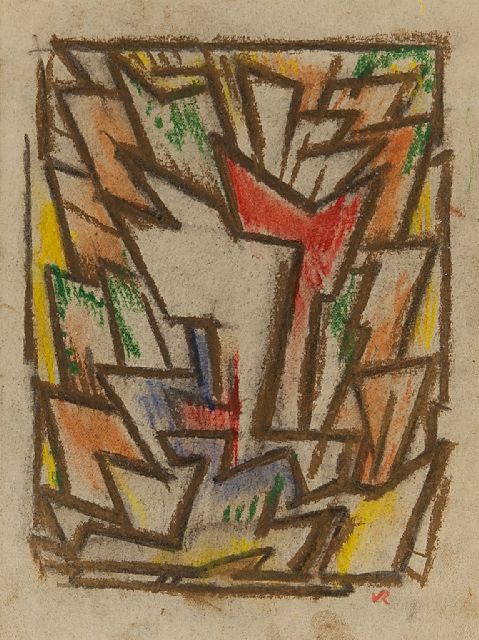 Otto van Rees | Compositie, krijt op papier, 17,5 x 14,5 cm, gesigneerd r.o. met monogram