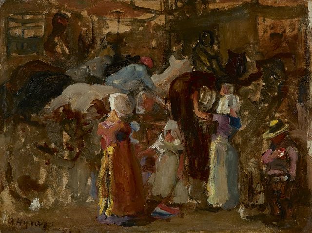 Arend Hijner | Hippisch festijn in Goes, olieverf op schildersboard, 30,2 x 40,1 cm, gesigneerd l.o.