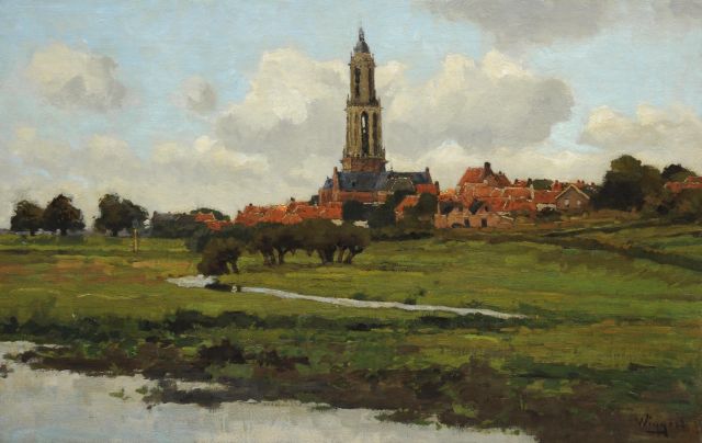 Derk Wiggers | Gezicht op Rhenen, olieverf op doek, 42,4 x 65,4 cm, gesigneerd r.o.