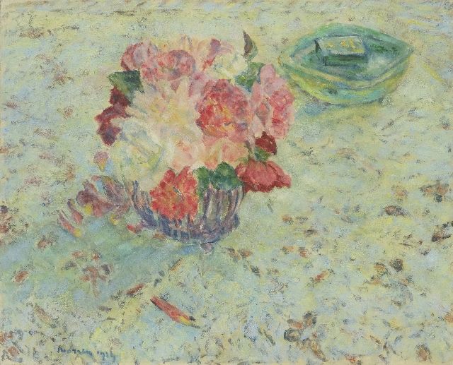 Georges Morren | Rozen, olieverf op doek, 44,9 x 55,5 cm, gesigneerd l.o. en gedateerd 1939, zonder lijst