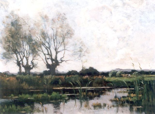 Théophile de Bock | Polderlandschap, olieverf op doek, 55,5 x 65,3 cm, gesigneerd l.o.