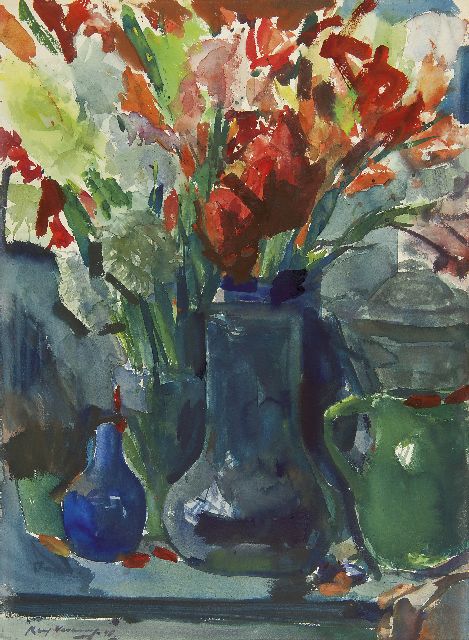 Kees Verwey | Gladiolen, aquarel op papier, 74,0 x 55,0 cm, gesigneerd l.o. en gedateerd '48