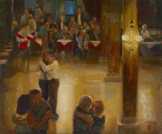 Daniel Kaplan | Milonga La Ideal, Buenos Aires, olieverf op doek, 45,0 x 54,8 cm