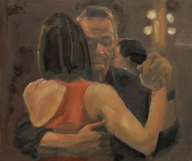 Daniel Kaplan | Tanguera 2, olieverf op doek, 30,2 x 35,2 cm, gesigneerd l.b. met initialen