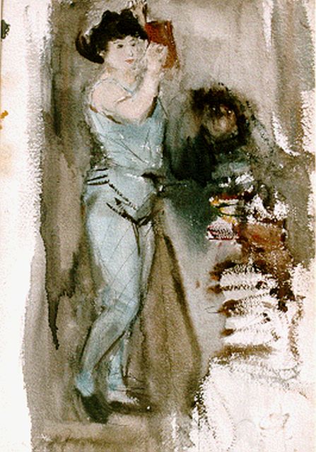 Isaac Israels | De artieste, aquarel op papier, 52,5 x 36,5 cm, gesigneerd achterzijde