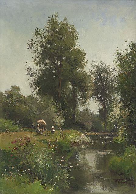 Willem Rip | Schilders aan het werk in het Geuldal, Limburg, olieverf op doek, 65,4 x 46,4 cm, gesigneerd r.o.