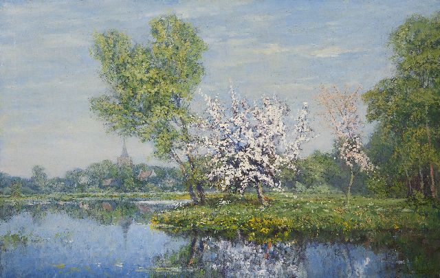 Egbert Rubertus Derk Schaap | Voorjaarslandschap bij Kortenhoef, olieverf op doek, 58,3 x 92,0 cm, gesigneerd r.o. en gedateerd 1914