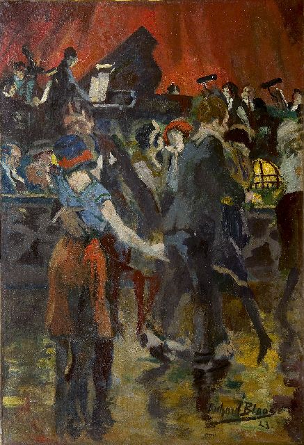 Richard Bloos | Danscafé in de avond, olieverf op doek, 80,3 x 55,3 cm, gesigneerd r.o. en gedateerd '23