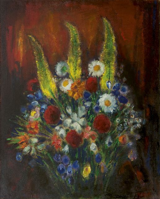 Arnout Colnot | Bloemstilleven, olieverf op doek, 100,0 x 79,8 cm, gesigneerd r.o.