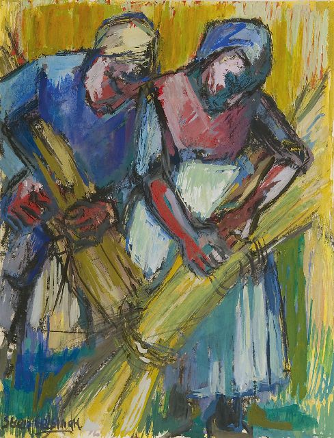 Stien Eelsingh | Schovenbinders, gouache op papier, 32,5 x 24,5 cm, gesigneerd l.o. en te dateren ca. 1950-1955