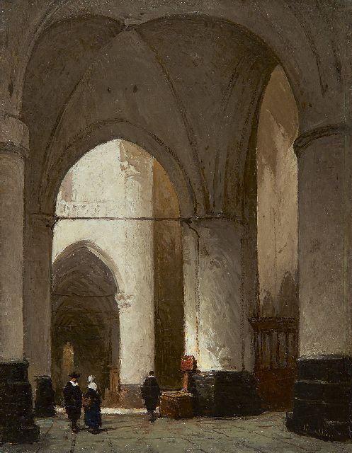 Bosboom J.  | Kerkinterieur, olieverf op paneel 19,2 x 15,0 cm, gesigneerd r.o.