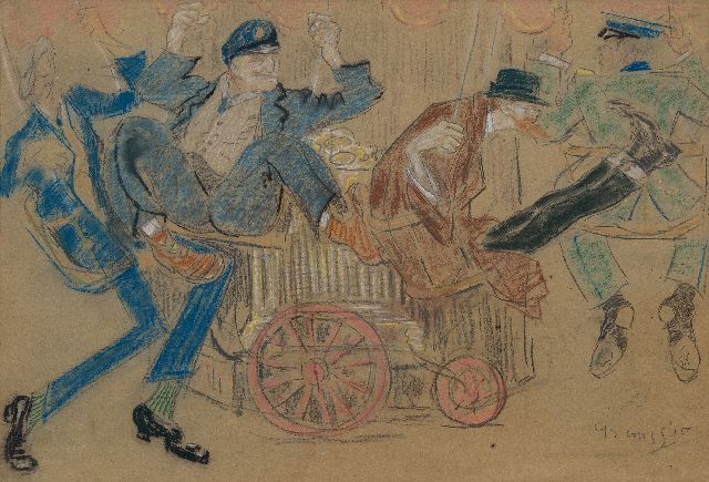 Geert Grauss | Samen in de zweefmolen, pastel op papier, 43,0 x 63,0 cm, gesigneerd r.o. en gedateerd '15