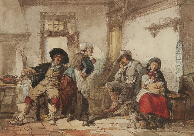 Herman ten Kate | De rijke klant, aquarel op papier, 17,6 x 25,2 cm, gesigneerd l.o.