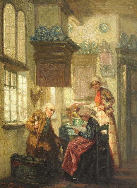 Pieter Willem Sebes | Hindelooper interieur, olieverf op paneel, 21,4 x 15,7 cm, gesigneerd l.o.