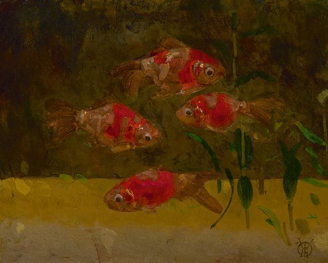 Gerrit Willem Dijsselhof | Sluierstaarten, olieverf op paneel, 17,6 x 21,9 cm, gesigneerd r.o. met monogram