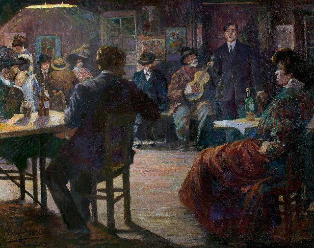 Richard Bloos | Café chantant, olieverf op doek, 132,5 x 165,8 cm, gesigneerd l.o. en gedateerd 'Paris' 09