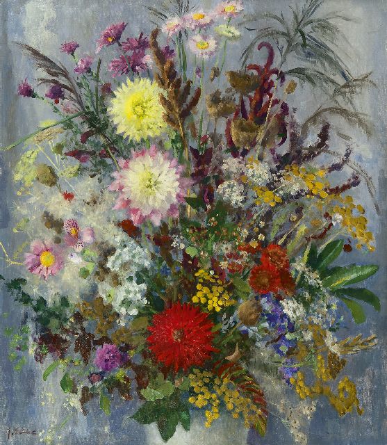 Joop Stierhout | Bloemstilleven, olieverf op doek, 80,2 x 70,3 cm, gesigneerd l.o.