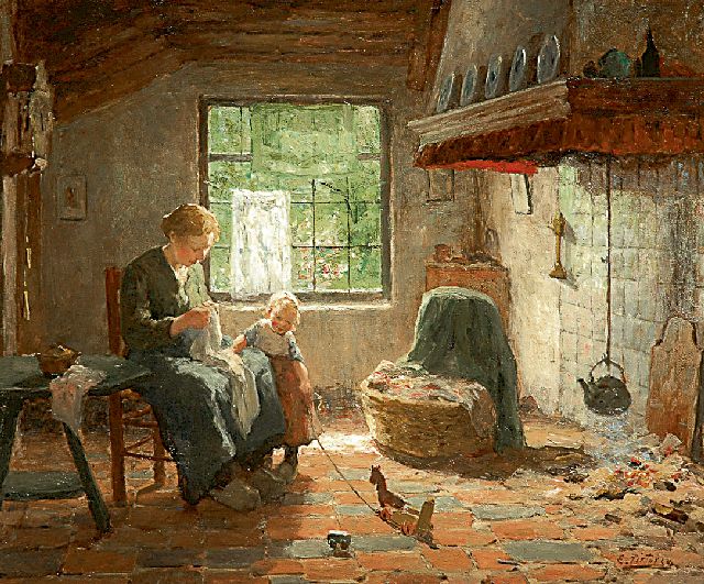 Evert Pieters | Familiegeluk, olieverf op doek, 50,5 x 60,2 cm, gesigneerd r.o.