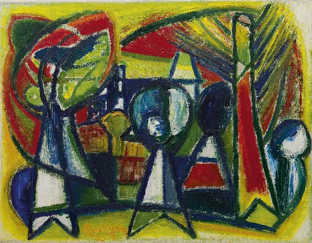 Quirijn van Tiel | Zomerdag, olieverf op doek, 35,4 x 45,2 cm, gesigneerd l.v.h.m. en gedateerd '56